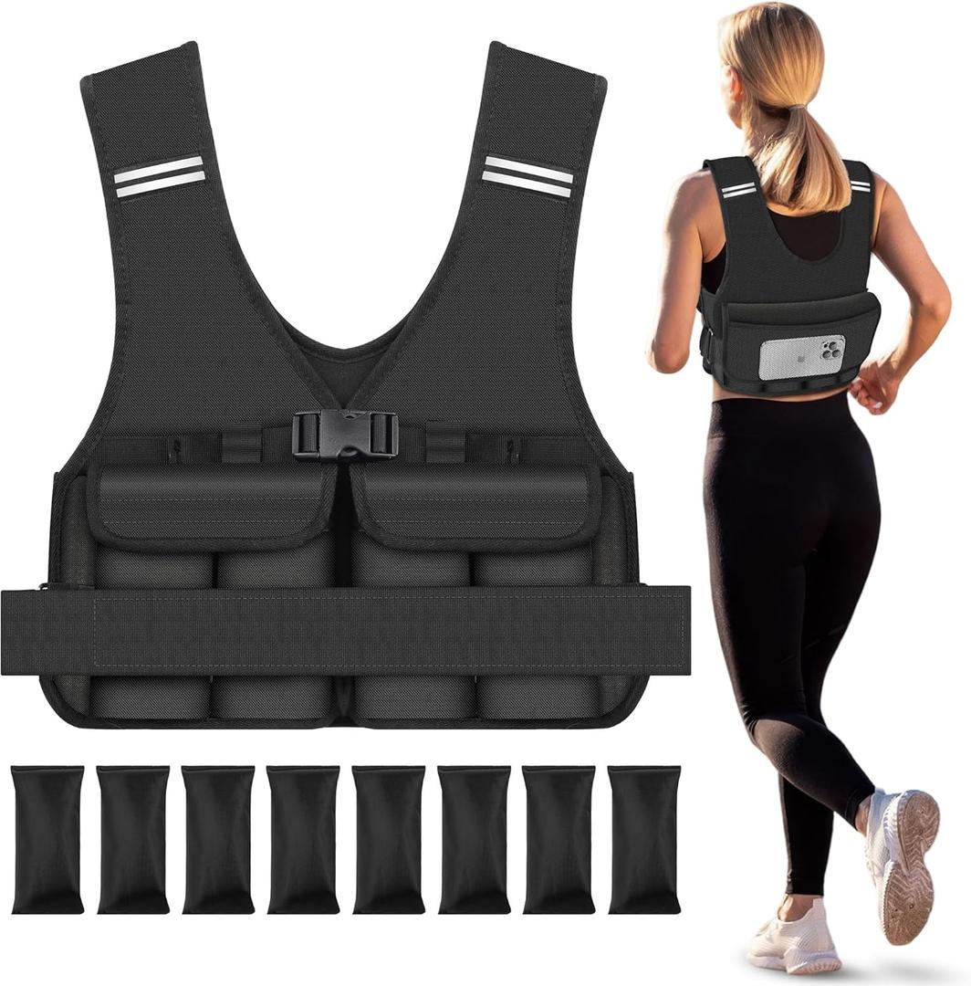 DMDG Adjustable Weighted Vest for Woman Men With Shoulder Pads 2-18 lbs, Weighted Vest For Walking, Running, Cross Training, Muscle Building,Improve Bone Health- Comfortable, Washable (Black)