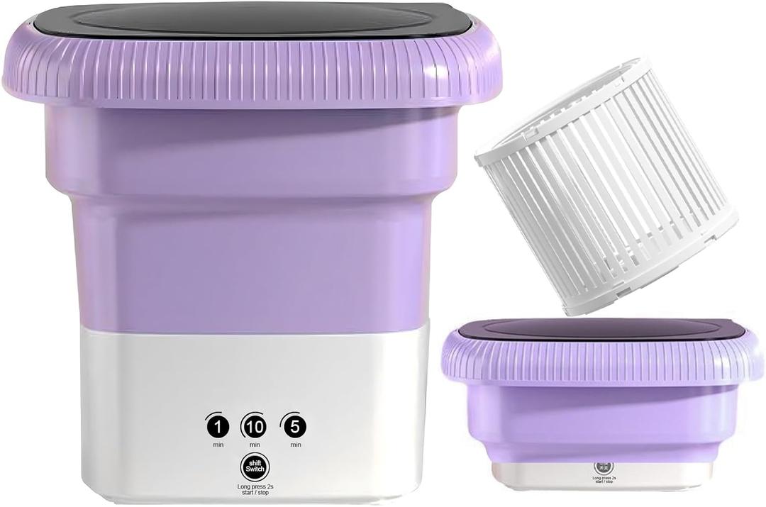 Portable Small Washing machine,13L Capacity Foldable Mini Washer,Ideal for Baby Clothes, Underwear & Small Items. Perfect for Apartments, Dorms, RVs & Travel (Purple)