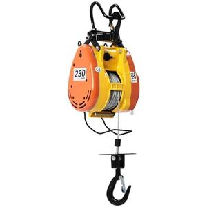 1300W Electric Hoist with Wired Control - 500LB Capacity Yellow Lifting Winch, 98ft Steel Cable & 95ft Lift Height, 110V for Construction/Workshop