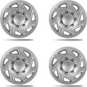 16 Inch OEM Replica Wheel Covers for 1992-2025 Ford E150 E250 E350 E450, Fits 8-Lug SRW Steel Wheels, OEM#F8UZ-1130-AA Replacement, 4-Pack Silver Hubcaps
