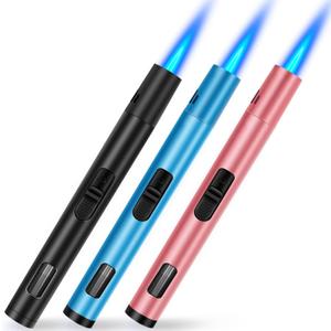 LcFun Torch Lighters 3 Pack Refillable Butane Lighter with Visible Fuel Window, Windproof Adjustable Jet Flame Long Lighters for Candle, Grill, BBQ, Camping, Fireworks (Butane NOT Included) (Black & Blue & Rose Gold)