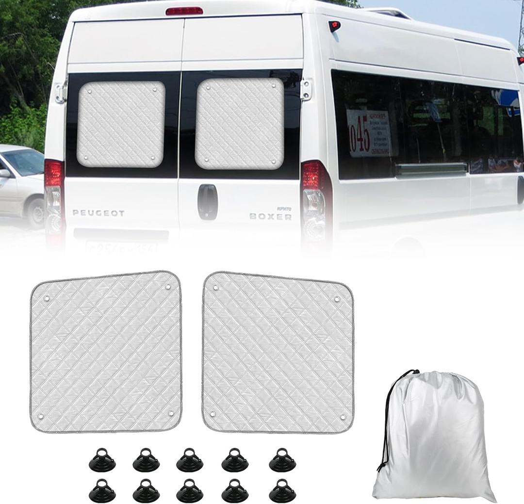 Rear Door Window Sun Shade Compatible with Ram ProMaster 2014-2025, Aluminum Film Rear Door Window Sunshade Cover, UV Protection & Privacy Window Shield Cover for ProMaster 2014-2025 Van Accessories