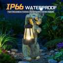 Garden Statues Cat with Solar Lantern Outdoor Bunny Figurines Decorations for Patio Yard Lawn Ornaments Gifts for Birthday Easter Housewarming Mother's Day