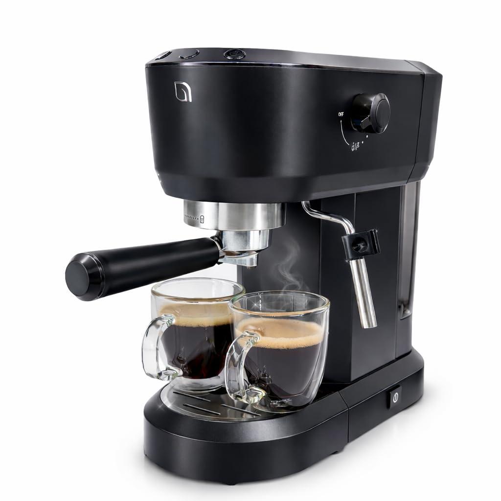 WILLOW Eco Series Espresso Machine 15 Bar with Milk Frother Steam Wand, Built-In Tamper & Hot Water Dispenser, 1350W Espresso Coffee Maker with 40oz Removable Water Tank for Cappuccino, Latte - BLACK