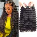 Deep Wave Bundles Human Hair 18 20 22 Inch Human Hair Bundles 12A 100% Unprocessed Brazilian Virgin Hair 3 Bundles Deal Curly Bundles Human Hair Deep Wave