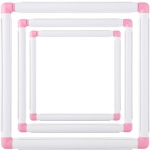 LOYORTY 3 Pack Square Embroidery Hoops, Plastic Cross Stitch Hoop, White Cross Stitching Frame, Embroidery Snap Frame for Cross Stitching, Quilting, Needlepoint (6x6, 8x8, 11x11)