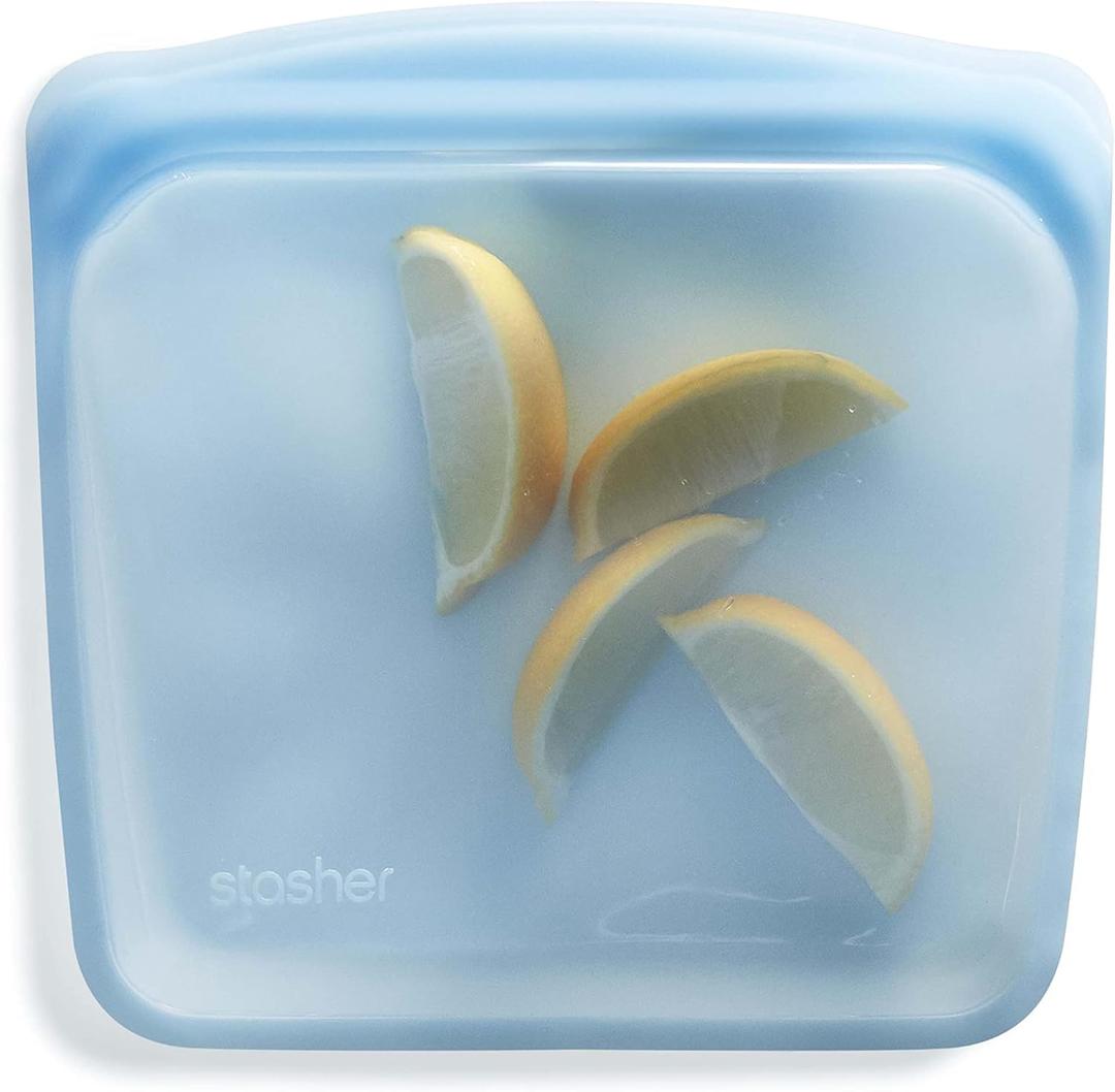 Stasher Premium Silicone Reusable Food Storage Sandwich Bag, Blue, Microwave, Sous Vide, Dishwasher, Oven and Freezer Safe, BPA Free, Leak-free, Eco-friendly, 28 Oz (Single)