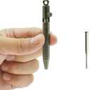 Mini Brass Bolt Action Pen with Quick-Release Keychain, Handmade EDC Pocket Pen, 76 mm with 2 Replacement Refills & Gift Box (QR Retro Black)