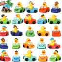 XY-WQ 24 Pack Jeep Rubber Ducks - 3" Bulk Floater Ducks for Kids - Vehicle Shaped - Baby Bath Toy Assortment - Party Favors, Birthdays, Bath Time & More (8 Varieties)