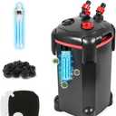 PONDFORSE Canister Filter, External Aquarium Filter Ultra-Quiet Water Circulation Cleaning Machine with Media for Fish Tanks and Aquariums (Large, Black)
