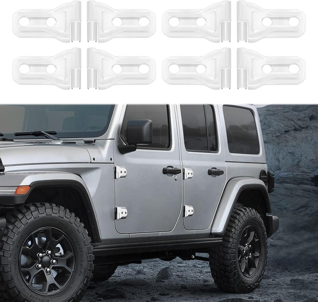 RT-TCZ Jeep Hinge Cover Trim - Front & Rear Door Hinges, Exterior Decoration Accessories for Jeep Wrangler JL Unlimited 4-Door & Gladiator JT 2018-2024, 8Pack, White