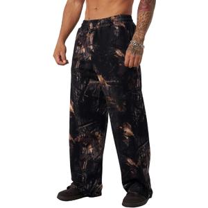 DIOTSR Mens Baggy Pants Athletic Graphic Print Joggers Workout Streetwear Sweatpants with Pockets (Black Tree Camo,X-Large) (Black, XL)
