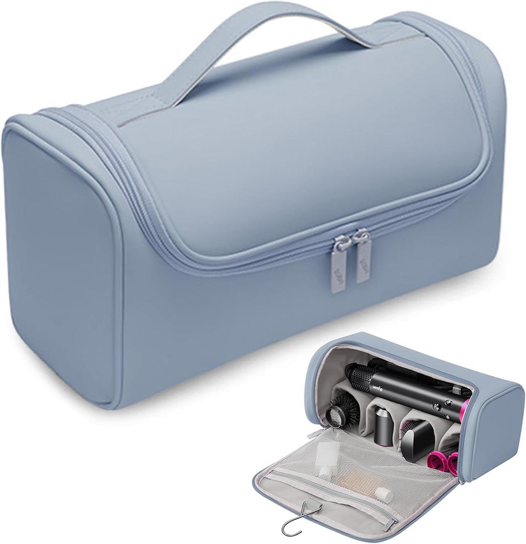 Hair Dryer Travel Case, Portable Hairdryer Storage Bag with Hanging Hook, Waterproof Hair Dryers Organizer Bags (Blue)