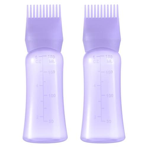 Root Comb Applicator Bottle 6 Ounce Hair Oil Applicator for Hair Dye, Hair Oiler Comb Bottle with Graduated Scale 2 Pack