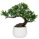 DILATATA Fake Bonsai Tree Zen Juniper Plant 10' Tall Artificial Bonsai with White Ceramic Pot Decorated with Pebbles Indoor Bonsai for Home Office Decor