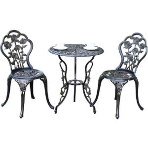 JARDIN DE CENTENNIAL Patio Bistro Set.Rust-Resistant Cast Aluminum Bistro Table Set with Umbrella Hole for Backyard (Rose Copper)