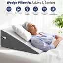 12 inch Bed Wedge Pillow for Adults Seniors, Cooling Memory Foam Incline Pillow for Sleeping, Reading & Resting, Back Support and Leg Elevation, Ideal for Couch, Bedroom & Living Room