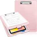 SITHON Nursing Clipboard with Storage, Heavy Duty Portable Writing Clipboard with Compartment Organizer for Nurse Doctor Medical Professionals Teachers Students Sales Coach School Office (Pink)