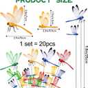 Amaonm 20pcs 3D Colorful Dragonfly Garden Decorations Decor Dragon Fly Garden Stakes Dragonflies Garden Ornaments Patio Decoration Dragonfly Stakes with Sticks, 4 Colors 2 Size