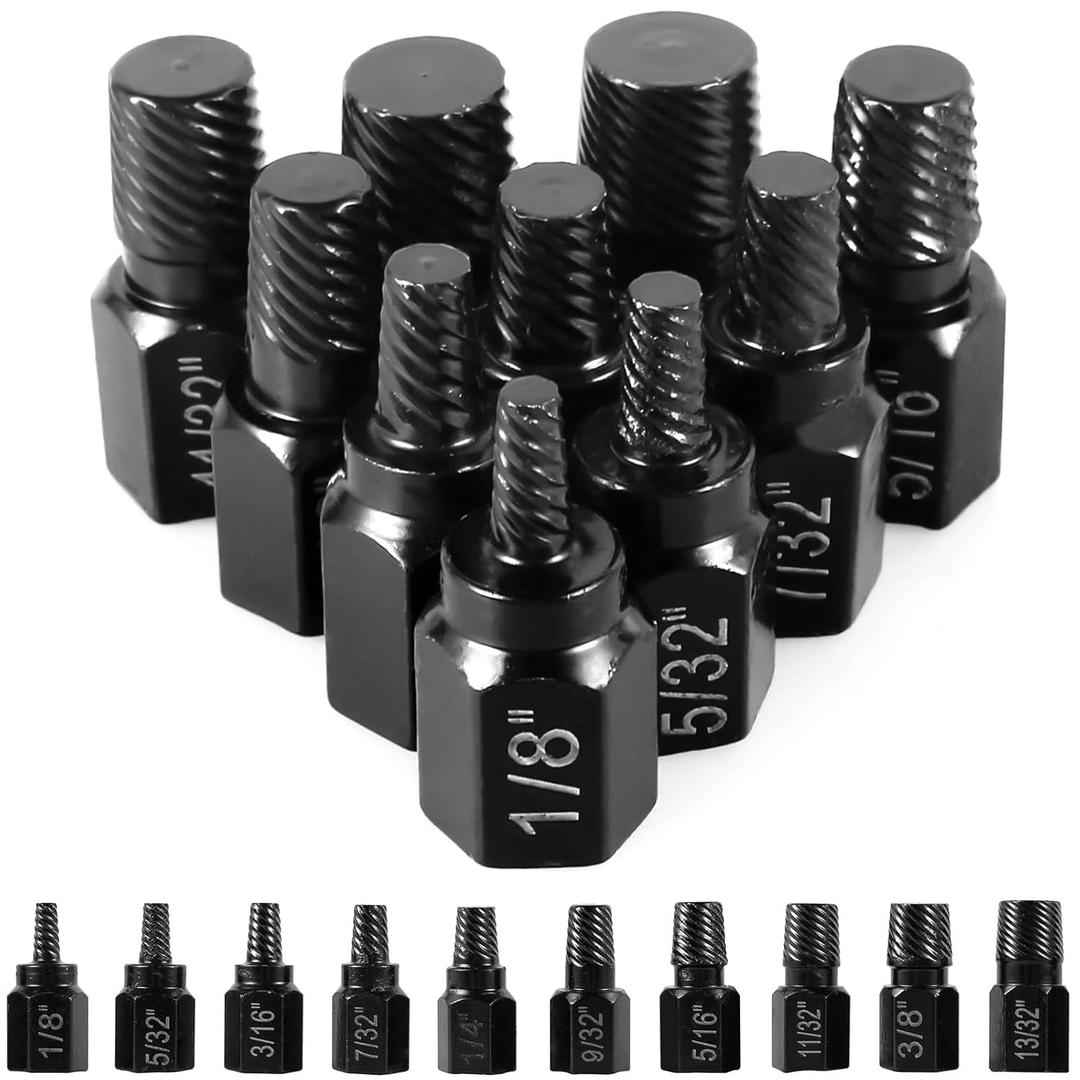 20Pcs Screw Extractor Kit Alloy Steel Damaged Screw Removal Set Metal Easy Out Drill Bits Broken Bolt Stud Removal Multi-Spline for Bolt Stud Pipe (Black,20PCS)