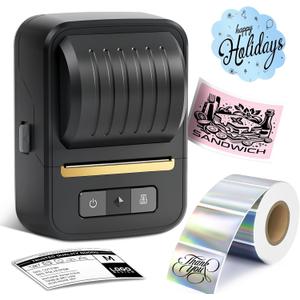 NDYIN Label Makers, Label Maker Machine with Tape, Bluetooth Label Maker, Portable Thermal 2 Inch Label Printer for Small Business, Barcode, Address, Logo, Clothing, Sticker Printer for Phones & PC