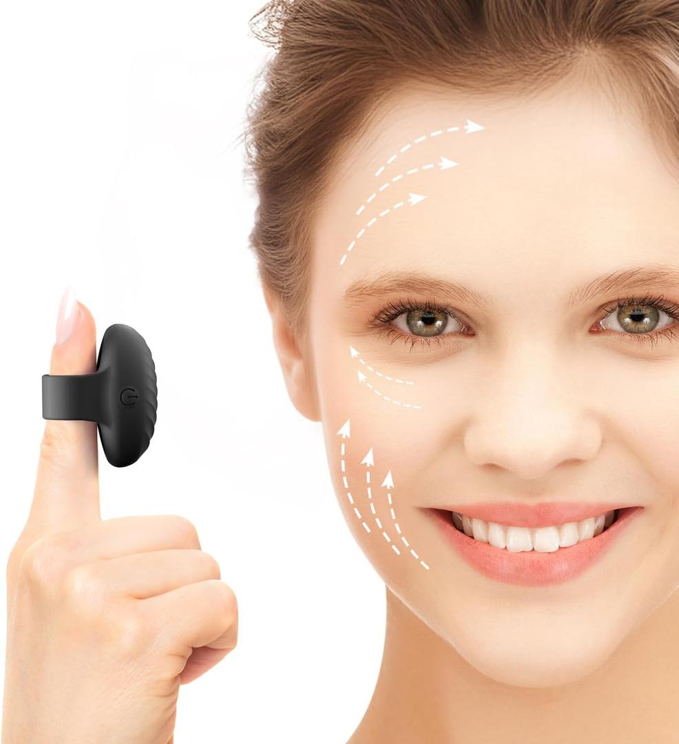 Mini Face Massager, Waterproof Rechargeable Portable Powerful Massage Tool, Multifunctional Eye, Finger and Body Massager (Black)