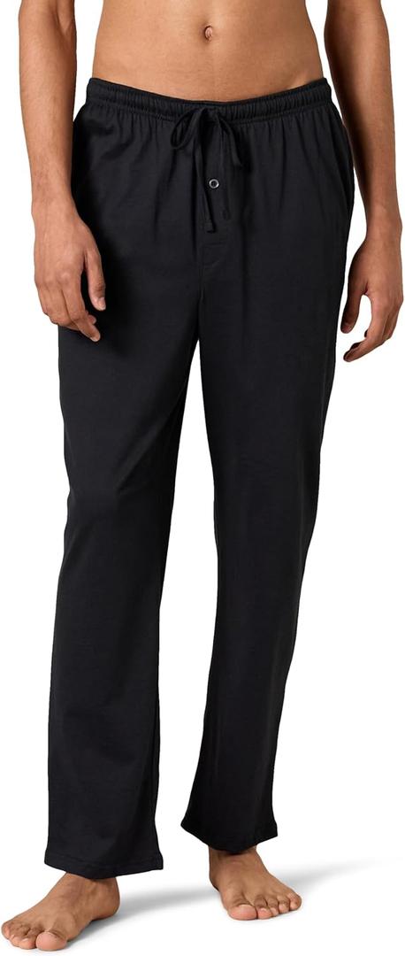 2 PCS Amazon Essentials Men's Cotton Knit Pajama Pant (Large, Black, Burgundy)