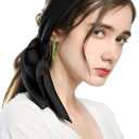 MEANBEAUTY Head Scarf for Women Like Silk Scarf Square Scarves Satin Bandanas Neck Scarfs 27.5 Inch with Gift Packed (Black)