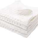 sea me at home Waffle Washcloths Set, 100% Turkish Cotton (White)