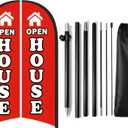 Open House Flag for Businesses, 9.18FT Double-Sided Open House Signs for Real Estate with Pole Kit & Ground Stake