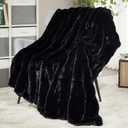 DREAMNINE Premium Soft Fluffy Faux Rabbit Fur Throw Blanket for Couch 50" x 60", Decorative 3D Plaid Warm Thick Fuzzy Fur Blankets for Winter, Reversible Luxury Shaggy Cozy Plush Furry Blanket, Black