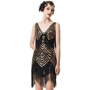 BABEYOND Women's 1920s Flapper Dress V Neck Slip Dress Roaring 20s Great Gatsby Dress for Party, 3XL