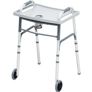 HEALTHLINE Folding Walker with 5" Front Wheels  Adjustable Height for Short, Standard, and Tall Adults  Includes Rear Glides, Optional Removable Tray (Check Package Contents Before Purchase)