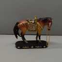 Standing Horse Sculpture Statue Vintage Resin Horse Decorative Figurine, Animal Horse Statues Ornaments for New Year Collectible Home Office Table Shelf Decor Brown