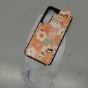 Petitian for Samsung Galaxy S23 Case with Wallet - Women Girls Cute Girly Aesthetic Unique Design Leather Credit Card Holder Cardholder Stand Wristband for S23, Orange Floral