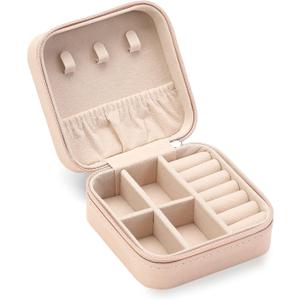 ZPROW Travel Jewelry Case, Mini Portable Jewelry Travel Boxes, Small Jewelry Organizer for Rings, Earrings, Pendants, Watches, Necklaces, Lipsticks Organizer Storage Holder Case (Pink) (A1 - Pink 1 Pack)