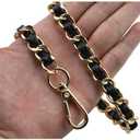 HAHIYO Metal Plus Synthetic Leather Purse Chain Strap Length 31.5 Inch Gold Black for Shoulder Cross Body Sling Purse Handbag Clutch Replacement Comfortable 0.47 Inch Wide 5mm Extra Thick 1 Pack