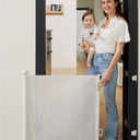 Retractable Baby Gate Indoor Outdoor White White, 72"