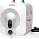 2.5 Gallon Mini Tank Water Heater Under Sink Hot Water 1500W 110V 120V Water Heaters for RV Kitchen RV 1/2NPT Stainless Steel Hose 3-way Fitting Grey (Gray)