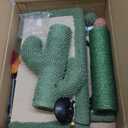 37.4" Cactus Cat Tree Tower with Twin Cat Condos for Indoor Cats, All-in-One Activity Center with Cat Scratching Post Cozy Sleeping Perch Hammock and Toy Balls,Green