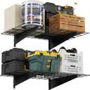 2-Pack 2x3ft Garage Wall Shelving, 24"x36" Shelf Storage Rack Floating Shelves Wall Mounted, Heavy Duty Storage Shelves, 800lbs Load Capacity, with 8 Hooks for Garage Organization, Black