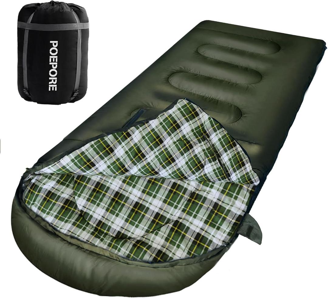 Flannel Sleeping Bag Cotton 0 Degree Cold Weather for Adults XXL Wearable Sleeping Bag 4 Seasons Waterproof with Compression Sack, Size: 90.55*35.43