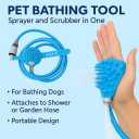 Dog Shower & Grooming Glove  2-in-1 Pet Bathing Tool with Hose & Faucet Adapters  Indoor/Outdoor Sprayer for Dogs & Cats