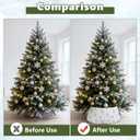 LIHAO Christmas Tree Collar with Snowflake Sequins Pattern, 24'' Christmas Tree Skirt Tree Base Cover Collar Stand, Xmas Tree Ring for 3ft 4ft 5ft 6ft Artificial Trees Festival Home Decor