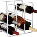 Buruis 9-Bottle Rack, Modern Metal Countertop Liquor Holder Stand for Kitchen, Pantry & Cabinet Storage, No Assembly Required, White