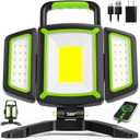 SYLSTAR 30W Rechargeable LED Work Light, 3000LM Magnetic, 5 Modes, 360 Rotatable & Foldable, Waterproof for Garage, Job Site, Camping, Car Repairing (Green)