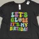 Party Glowing 80s Group Team Lets Crazy It's My Birthday T-Shirt, M