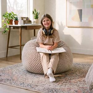 Big Joe Classic Bean Bag Chair for Kids, Lightweight Natural Taupe | 2.5 feet, Polystyrene Bean Filled, Refillable, Nylon Polyester, Safe for Kids Ages 3+, Supports Up to 250 lbs