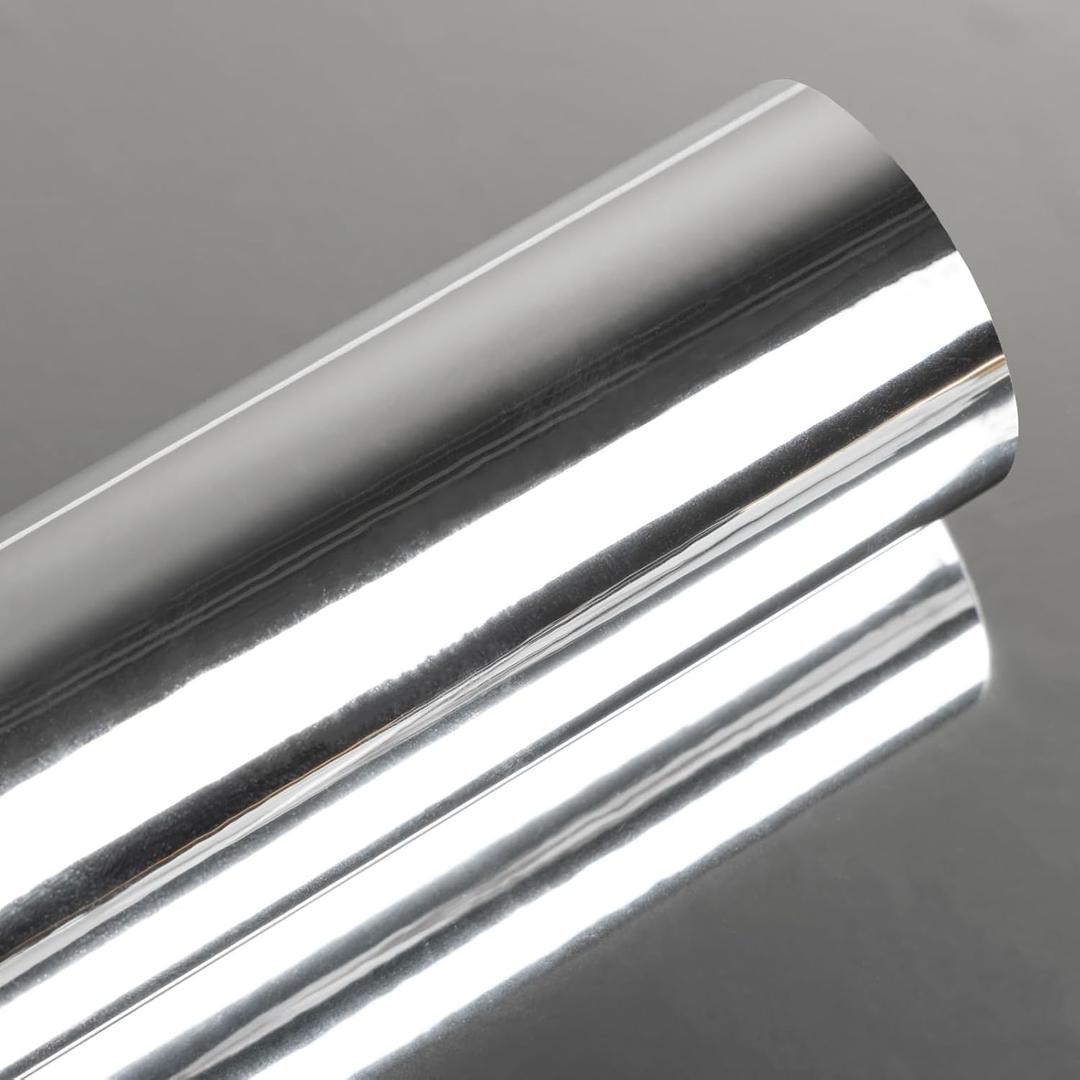 Flexible Wall Mirror Tape Stickers - Plastic Self Cut Peel and Stick Mirrors Sticky- Self Adhesive Non Glass Safety Reflective Sticker Film - Silver Mirrored Paper Roll for Wall Decor 15.7x196