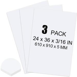 ToLanbbt 3 Pack White Foam Board, 24 x 36 x 3/16" Thick Foam Core Acid Free Poster Foamboard for Art Craft Projects, Painting, Displaying, Signage, Wedding, School